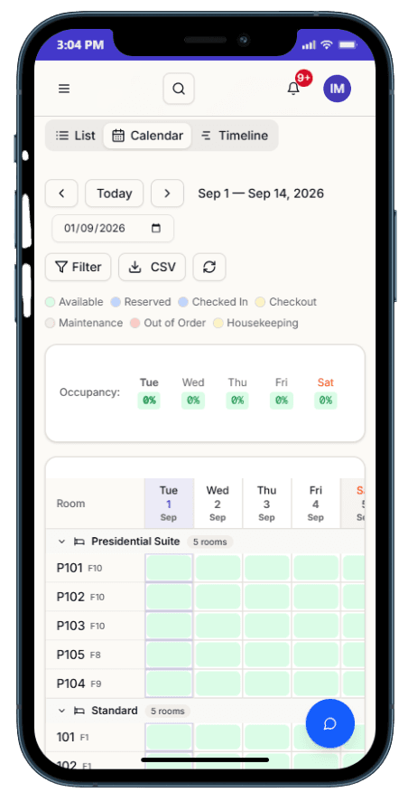 Stay Quora reservations calendar on mobile